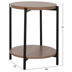 ΒΟΗΘΗΤΙΚΟ ΤΡΑΠΕΖΙ ΣΑΛΟΝΙΟΥ FB98754.11 ΜΕΛΑΜΙΝΗΣ ΣΤΡΟΓΓΥΛΟ 2 ΕΠΙΠΕΔΩΝ ΜΕΤΑΛΛΙΚΑ ΠΟΔΙΑ Φ40x52Υεκ.