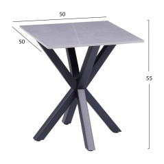 ΒΟΗΘΗΤΙΚΟ ΤΡΑΠΕΖΑΚΙ ΣΑΛΟΝΙΟΥ FB99471.05 GREY MARBLE TOP-ΜΑΥΡΗ ΜΕΤΑΛ.ΒΑΣΗ 50x50x55Yεκ.