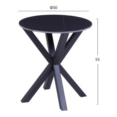 ΒΟΗΘΗΤΙΚΟ ΤΡΑΠΕΖΑΚΙ ΣΤΡΟΓΓΥΛΟ FB99473.04 BLACK MARBLE ΕΠΙΦΑΝΕΙΑ ΜΑΥΡΗ ΒΑΣΗ Φ50x55Yεκ.