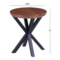 ΒΟΗΘΗΤΙΚΟ ΤΡΑΠΕΖΑΚΙ ΣΤΡΟΓΓΥΛΟ FB99473.02 MDF ΜΕ ΚΑΠΛΑΜΑ ΑΠΟ ΞΥΛΟ ΚΑΡΥΔΙΑΣ Φ50x55Yεκ.