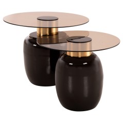 ΒΟΗΘΗΤΙΚΑ ΤΡΑΠΕΖΑΚΙΑ 2ΤΜΧ FB99663 ΜΕΤΑΛΛΟ ΣΕ ΚΑΦΕ&ΧΡΥΣΟ-ΓΥΑΛΙ Φ60 & Φ50 εκ.