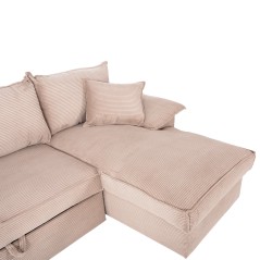 ΓΩΝΙΑΚΟΣ ΚΑΝΑΠΕΣ-ΚΡΕΒΑΤΙ ΜΕ ΑΠΟΘ.ΧΩΡΟ FB93276.01R ΜΠΕΖ ΥΦΑΣΜΑ 256x91-159x87Υεκ.