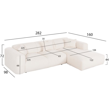 ΚΑΝΑΠΕΣ ΓΩΝΙΑ FB93275.02R ΛΕΥΚΟ ΥΦΑΣΜΑ 110-282x98-160x72Υεκ.