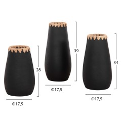 ΣΕΤ 3ΤΜΧ ΔΙΑΚΟΣΜΗΤΙΚΑ ΒΑΖΑ FB94372 ΤΕΡΑΚΟΤΑ ΣΕ ΜΑΥΡΟ ΜΕ ΠΛΕΞΗ ΨΑΘΑΣ ΣΤΟ ΣΤΟΜΙΟ