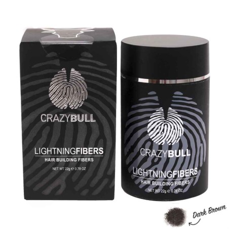 Ίνες Κάλυψης Αραίωσης Μαλλιών Crazy Bull Hair Building Lightning Fibers Σκούρο Καφέ 22g