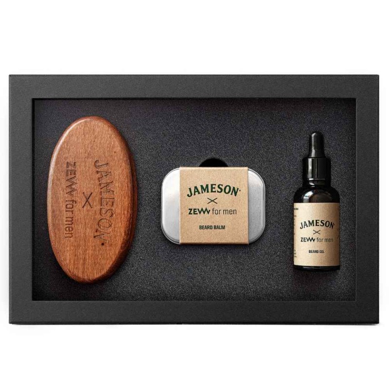 Σετ Λάδι, Βάλσαμο & Βούρτσα Γενειάδας Zew for Men X Jameson Beard Set