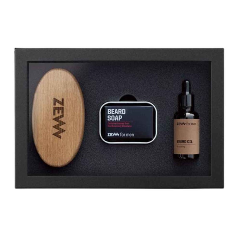 Σετ Λάδι, Σαπούνι, Θήκη & Βούρτσα Γενειάδας Zew for Men 4 in 1 Simple Lumberjack Set