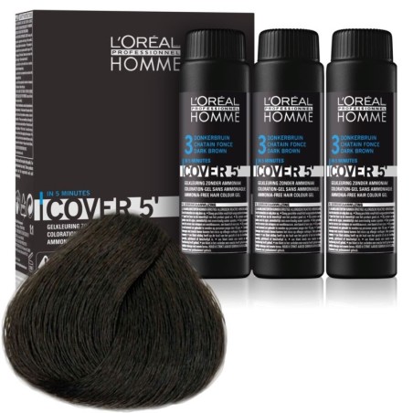 L’oreal Professionnel Homme Cover 5' 3x50ml N°3 Σκούρο καφέ