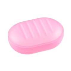Βάση σαπουνιού πλαστική με καπάκι σε ροζ χρώμα