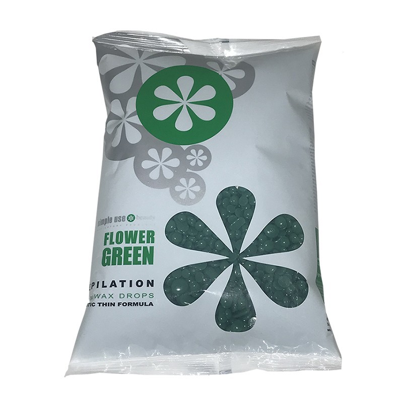 Ζεστό κερί αποτρίχωσης σε σταγόνες flower green Χωρίς Ταινία για όλους τους τύπους δέρματος και για σκληρές τρίχες 800gr Ζεστό κερί αποτρίχωσης σε σταγόνες flower green Χωρίς Ταινία για όλους τους τύπους δέρματος και για σκληρές τρίχες 800gr