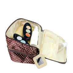 Νεσεσέρ δύο επιπέδων με καθρέφτη σε καφέ πουά