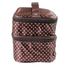 Νεσεσέρ δύο επιπέδων με καθρέφτη σε καφέ πουά