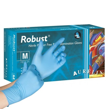 Γάντια Νιτριλίου Aurelia Robust μπλε χωρίς πούδρα.