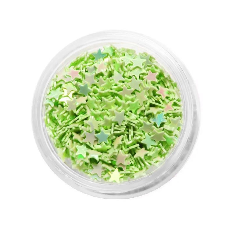 Πούλιες αστέρι σε ιριδίζον πράσινο για τα νύχια 2mm