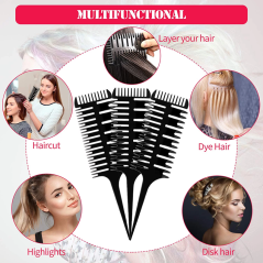 Επαγγελματική χτένα 3-Way για ανταύγειες και balayage Μαύρη
