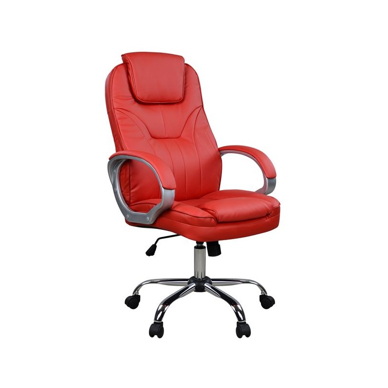 ΚΑΡΕΚΛΑ ΓΡΑΦΕΙΟΥ ΚΟΚΚΙΝΟ PU ΔΙΕΥΘΥΝΤΙΚΗ ΜΕ ΠΟΔΙ ΧΡΩΜΙΟ 65x71x106,5 116Y εκ.FB9M1025.07