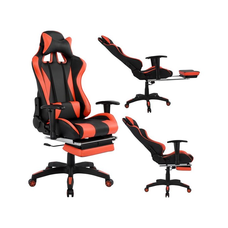 ΚΑΡΕΚΛΑ ΓΡΑΦΕΙΟΥ GAMING FB91063.01 ΜΑΥΡΟ ΚΟΚΚΙΝΟ & ΥΠΟΠΟΔΙΟ 68 x 71,5 x 134 cm