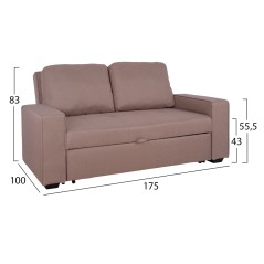 ΚΑΝΑΠΕΣ ΚΡΕΒΑΤΙ 2ΘΕΣΙΟΣ FB93082.04 ΜΕ ΜΠΕΖ ΥΦΑΣΜΑ 175x100x83 εκ.