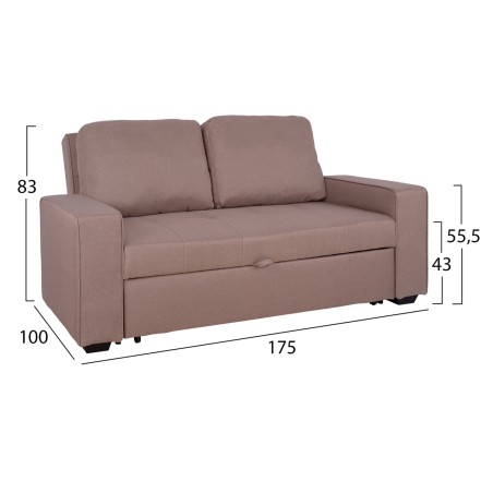 ΚΑΝΑΠΕΣ ΚΡΕΒΑΤΙ 2ΘΕΣΙΟΣ FB93082.04 ΜΕ ΜΠΕΖ ΥΦΑΣΜΑ 175x100x83 εκ.