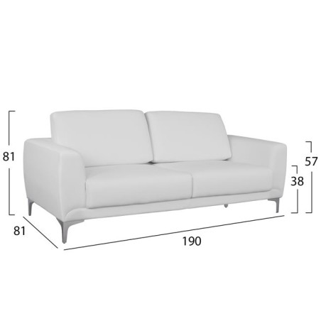 ΚΑΝΑΠΕΣ 3ΘΕΣΙΟΣ FB93121.32 ΜΕ ΛΕΥΚΟ PU 190x81x81 εκ.