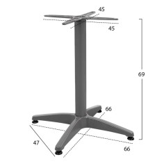 ΒΑΣΗ ΑΛΟΥΜΙΝΙΟΥ 4ΝΥΧΗ 66Χ66X69Υεκ. ΜΕ ΣΤΑΥΡΟ 45x45εκ. FB9448.04 ΓΚΡΙ