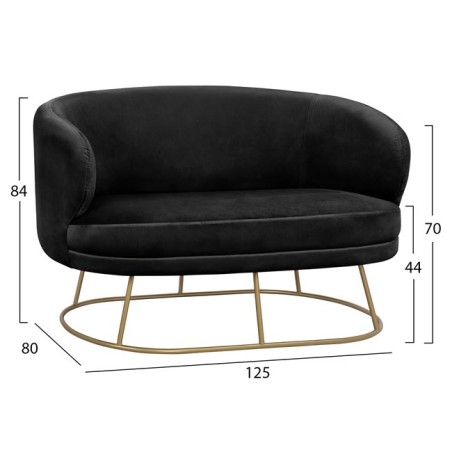 ΚΑΝΑΠΕΣ 2ΘΕΣΙΟΣ FB98492.04 ΑΠΟ ΒΕΛΟΥΔΟ ΜΑΥΡΟ ΜΕ ΧΡΥΣΗ ΒΑΣΗ 125Χ80Χ84Υ εκ.