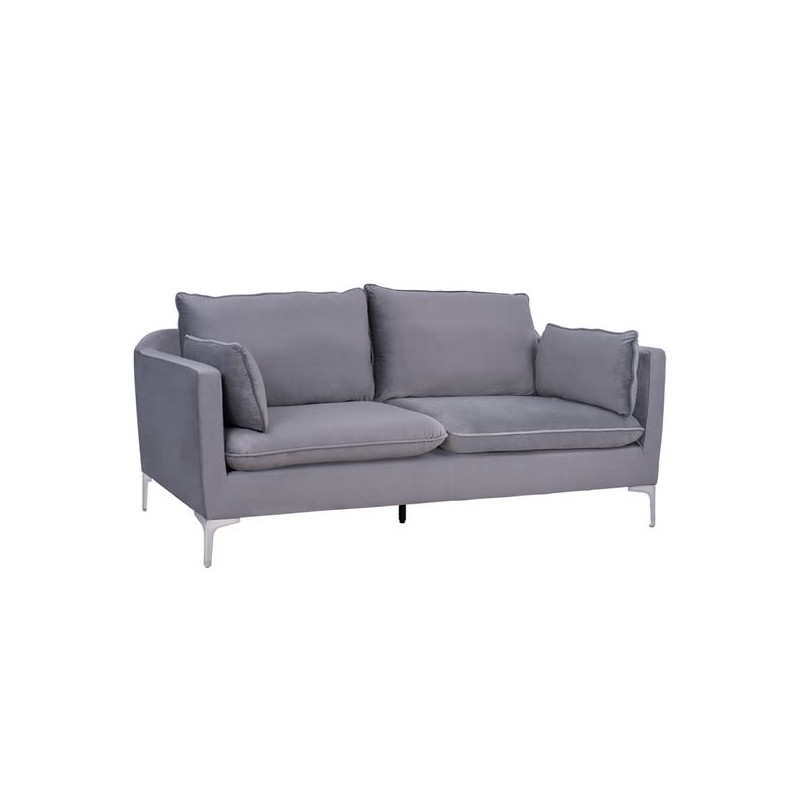 ΚΑΝΑΠΕΣ 3ΘΕΣΙΟΣ ΓΚΡΙ ΒΕΛΟΥΔΟ & ΜΕΤΑΛΛΙΚΑ ΠΟΔΙΑ ΧΡΩΜΙΟΥ FB93136.31 208x81x95 εκ.