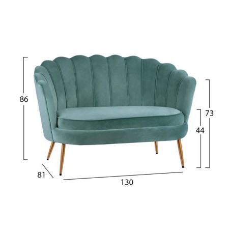 ΚΑΝΑΠΕΣ 2ΘΕΣΙΟΣ FB98627.07 ΑΠΟ ΦΥΣΤΙΚΙ ΒΕΛΟΥΔΟ ΜΕ ΧΡΥΣΑ ΠΟΔΙΑ 130x81x86Υ εκ.