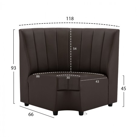 ΚΑΝΑΠΕΣ ΓΩΝΙΑΚΟΣ FB93163.03 ΑΠΟ ΤΕΧΝΟΔΕΡΜΑ ΚΑΦΕ 118x66x93Υ εκ.