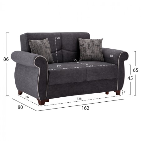 ΣΕΤ ΣΑΛΟΝΙΟΥ 2ΤΜΧ 2ΘΕΣΙΟΣ & 3ΘΕΣΙΟΣ ΚΑΝΑΠΕΣ MILAS FB93068.11 ΓΚΡΙ