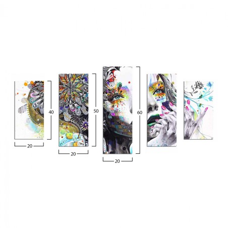 ΠΕΝΤΑΠΤΥΧΟΣ ΠΙΝΑΚΑΣ MDF MODERN DAZZLING BEAUTY GIRL FACE FB97206.04 100X60x3 εκ.