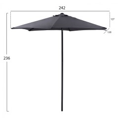 ΟΜΠΡΕΛΑ ΑΛΟΥΜΙΝΙΟΥ 2.50Μ ΜΕ 6 ΑΚΤΙΝΕΣ ΓΚΡΙ ΠΑΝΙ FB96030.10