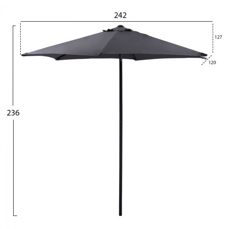 ΟΜΠΡΕΛΑ ΑΛΟΥΜΙΝΙΟΥ 2.50Μ ΜΕ 6 ΑΚΤΙΝΕΣ ΓΚΡΙ ΠΑΝΙ FB96030.10