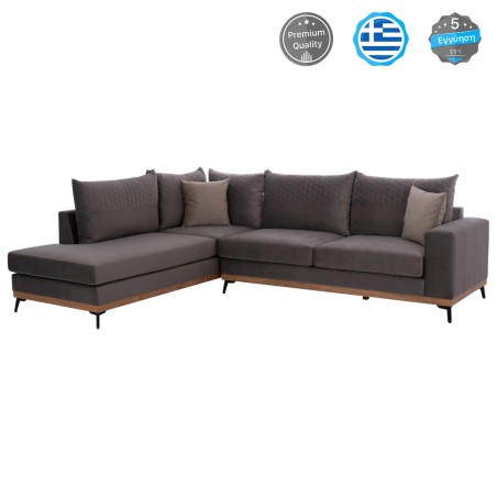 ΚΑΝΑΠΕΣ ΑΡΙΣΤΕΡΗ ΓΩΝΙΑ MESINA ΥΦΑΣΜΑ ΑΛΕΚΙΑΣΤΟ ΓΚΡΙ 290x240x92Υεκ.FB93253.01L