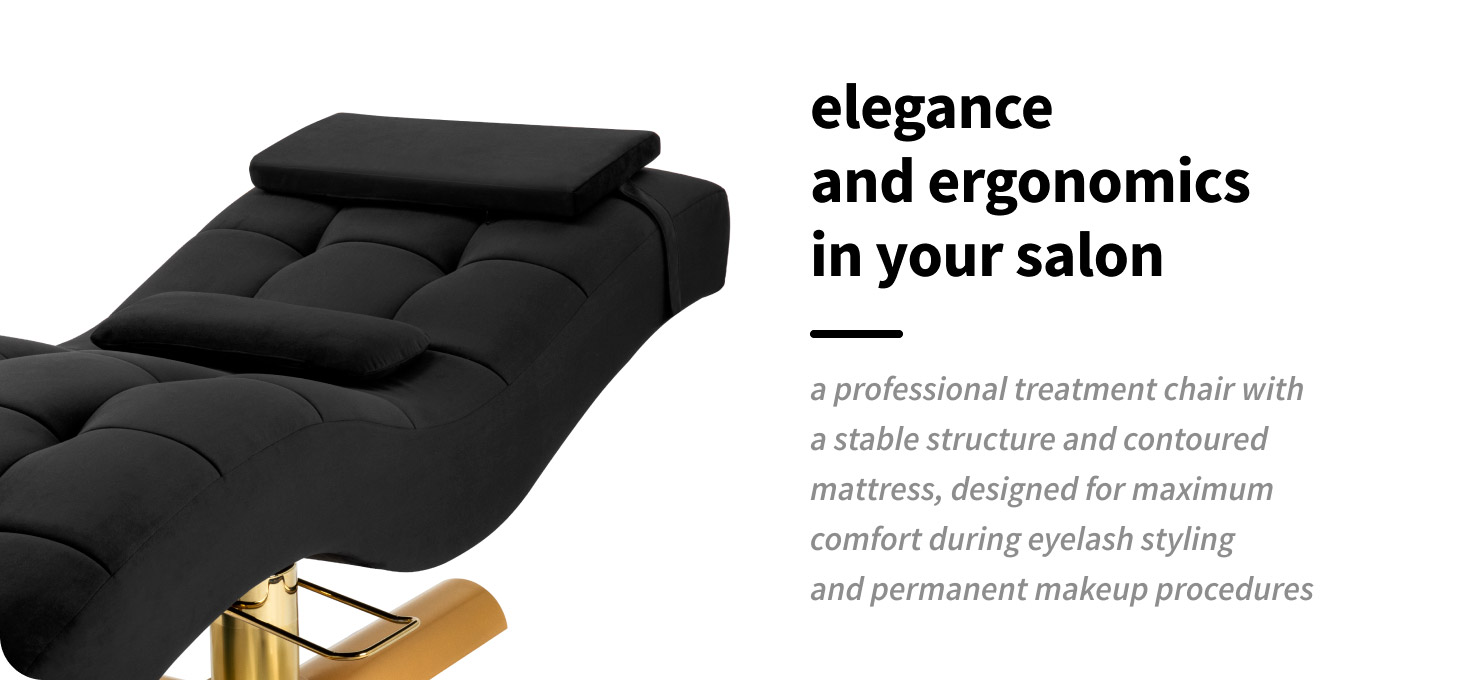 Πολυθρόνα Περιποίησης Βλεφαρίδων Sillon Corona – Μαύρο Βελούδο με Χρυσή Βάση